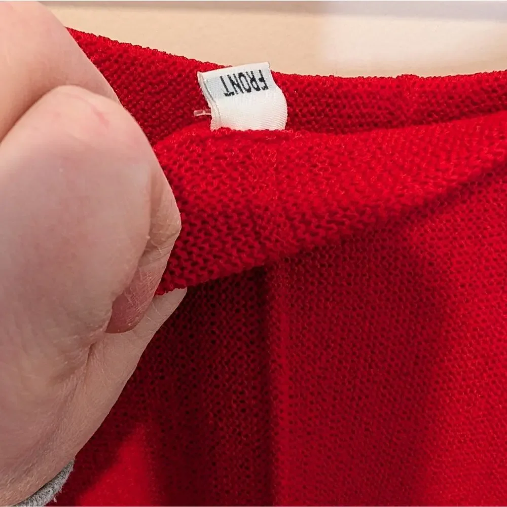 Vintage Red Pleated Sweater Skirt Size Large